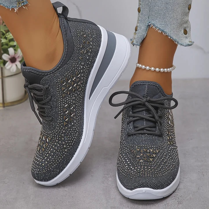 Giselle | Ortopedyczne sneakersy z błyszczącymi dżetami