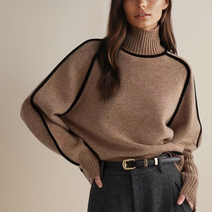 Genowefa - Elegancki Sweter z Dużym Golfem