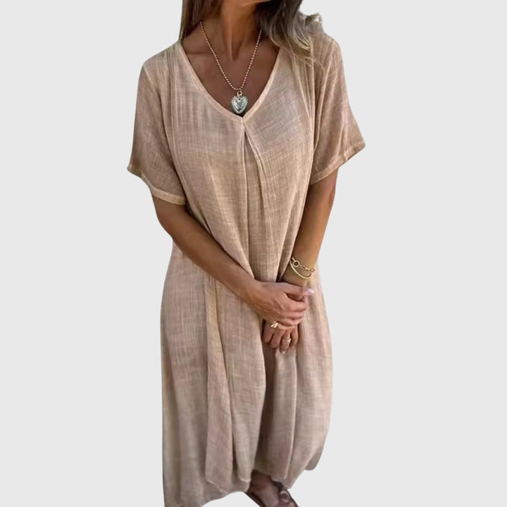 Fiona™ – Elegancka Lekka Sukienka z Dekoltem w Kształcie V