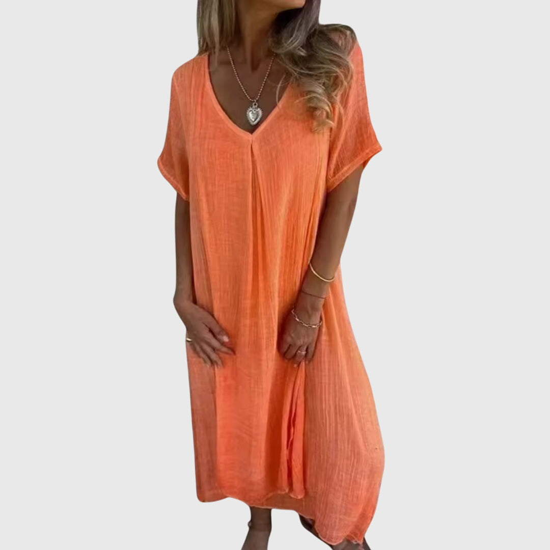 Fiona™ – Elegancka Lekka Sukienka z Dekoltem w Kształcie V